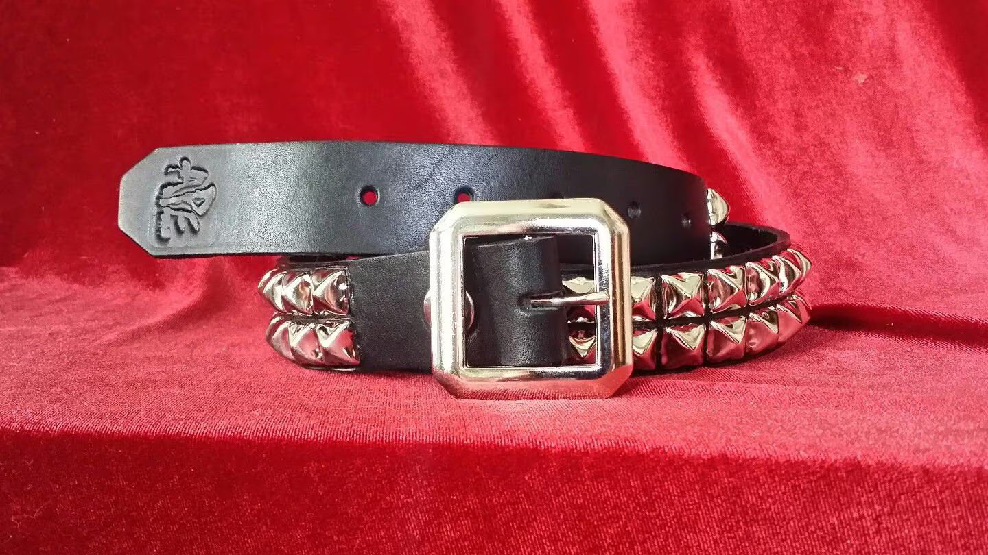 Ape Leather 2 Row Pyramid Studded Leather Belt