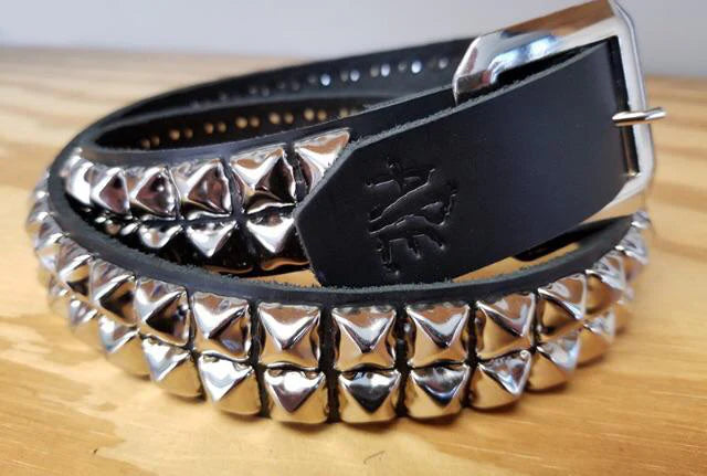 Ape Leather 2 Row Pyramid Studded Leather Belt