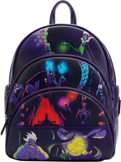 Loungefly Disney Villains Triple Pocket Glow in the Dark Mini Backpack