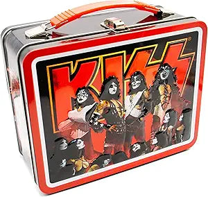 AQUARIUS KISS Fun Box - Sturdy Tin Storage Box with Plastic Handle & Embossed Front Cover - Officially Licensed KISS Merchandise