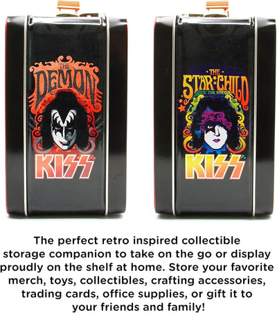 AQUARIUS KISS Fun Box - Sturdy Tin Storage Box with Plastic Handle & Embossed Front Cover - Officially Licensed KISS Merchandise