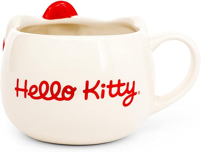 Silver Buffalo Hello Kitty Face Ceramic 3D Sculpted Mug, 22-Ounces