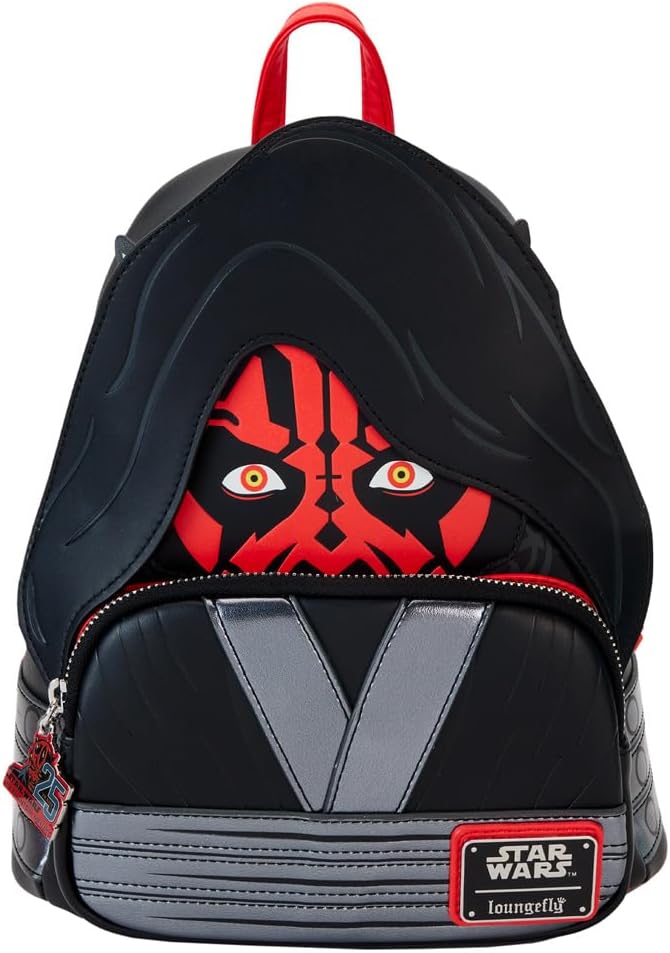Loungefly Phantom Menace 25th Anniversary Star Wars Mini Backpack, Darth Maul Faux Leather