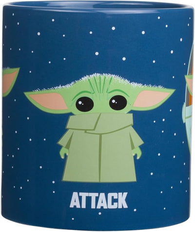 Silver Buffalo Star Wars The Mandalorian The Child Baby Yoda Grogu Protect Attack Snack Ceramic Coffee Mug, 12-Ounces