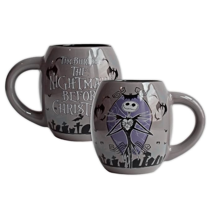 Silver Buffalo NB9844 Disney Nightmare Before Christmas Hands Over Head Ceramic Oval Curved Mug, 18-Ounces