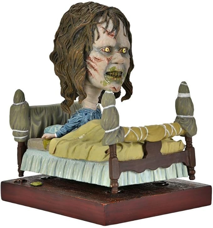 NECA Head Knockers Line The Exorcist Regan in Bed 5.5-Inch Resin Figure with Bobbling Head and Bobbling Bed