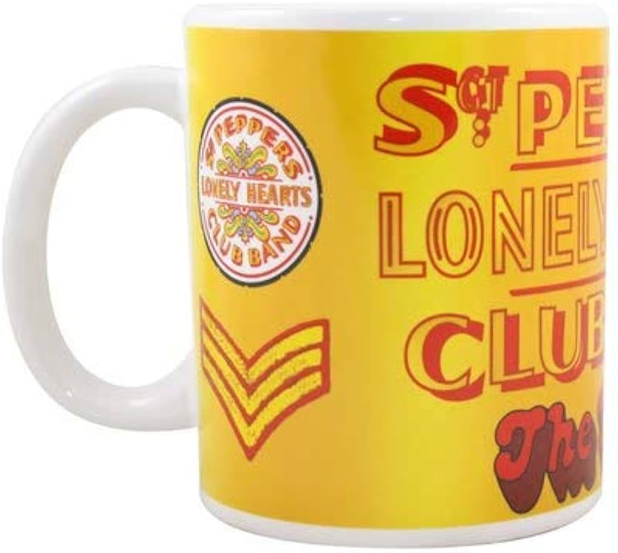 Beatles Sgt Pepper Logo Yellow/White Boxed Ceramic Coffee Cup Mug