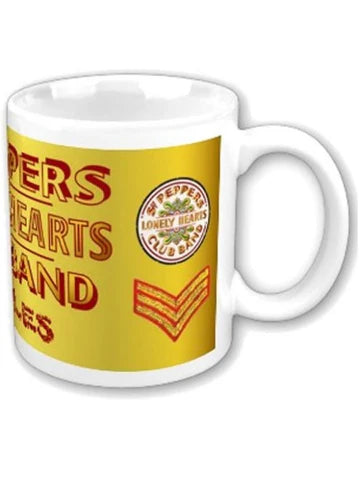 Beatles Sgt Pepper Logo Yellow/White Boxed Ceramic Coffee Cup Mug